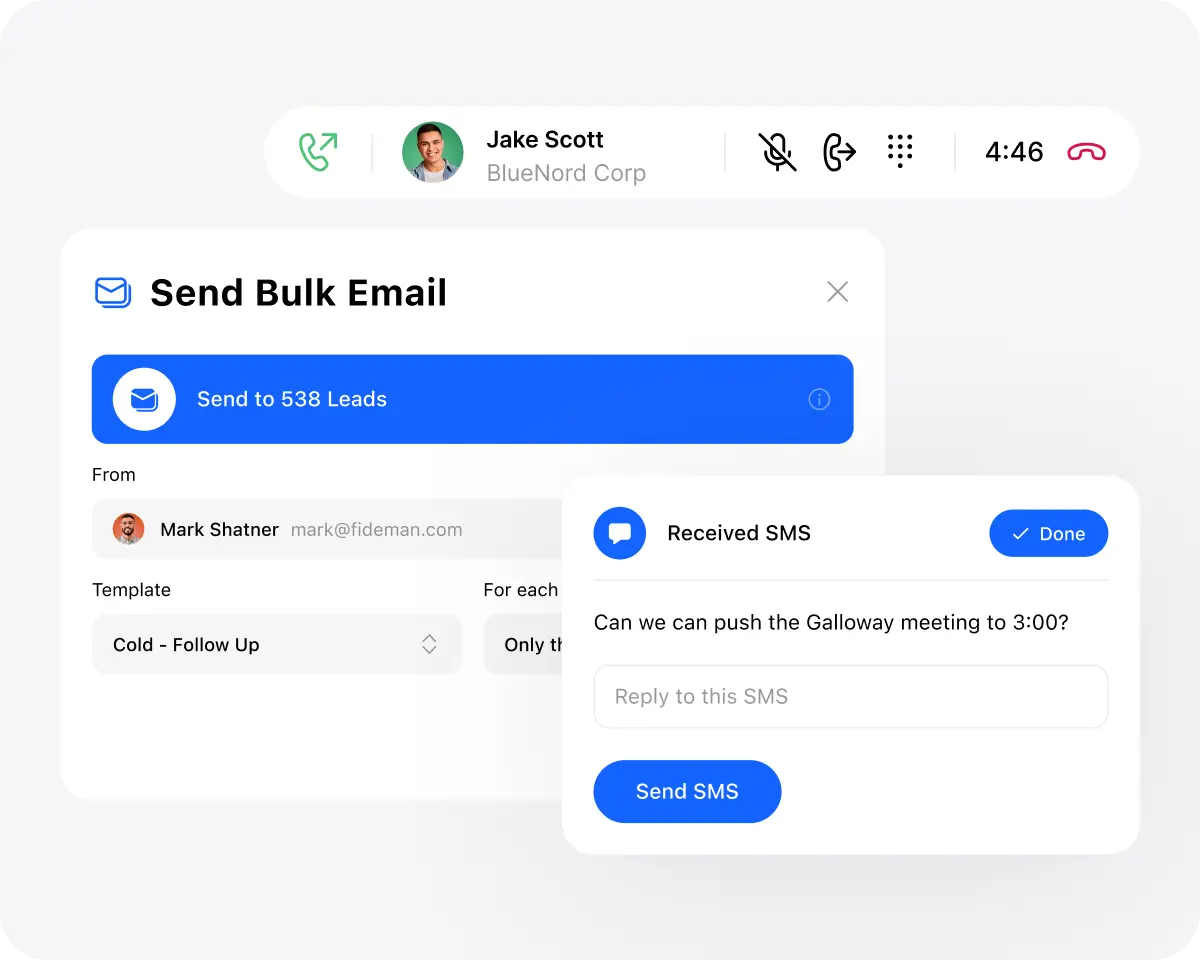 Close CRM bulk email, calling, and SMS