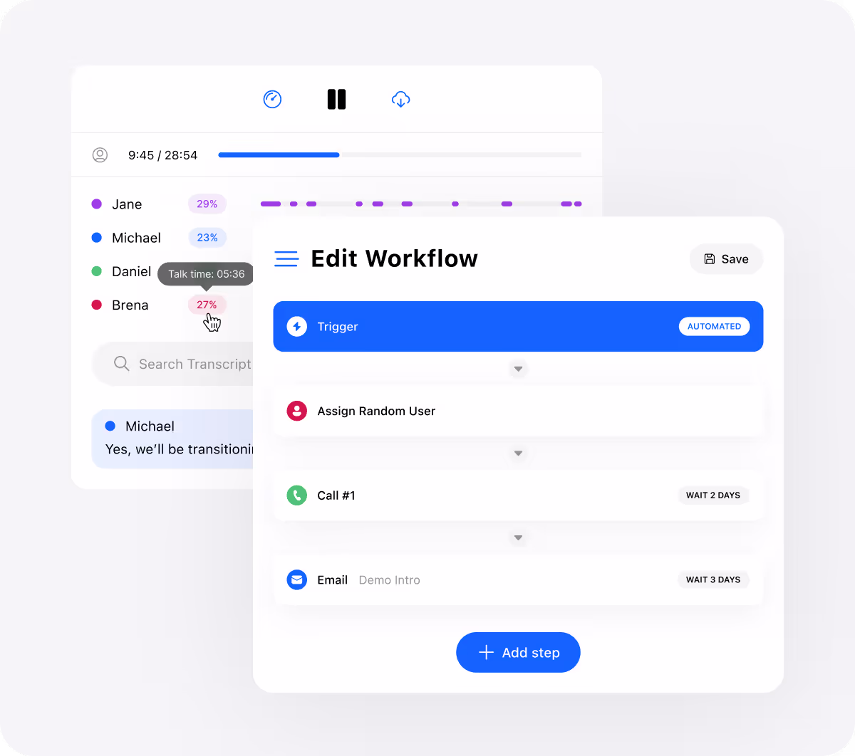 Close CRM workflow and call assistant