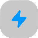 Blue lightning bolt icon on a rounded black square background.