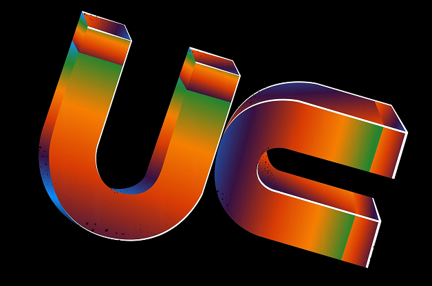 3D stylized letters with gradient hues