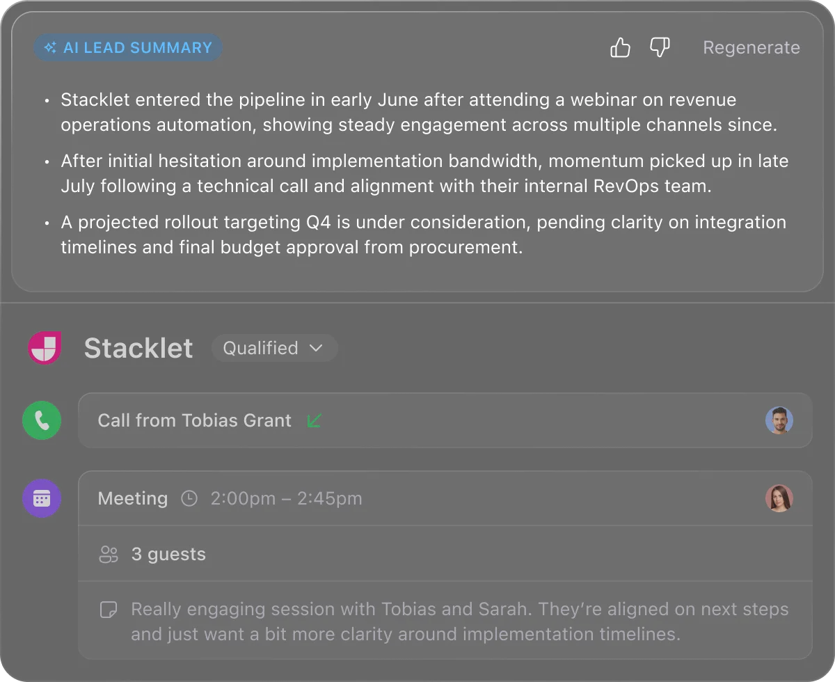 Close AI lead summary — follow-up