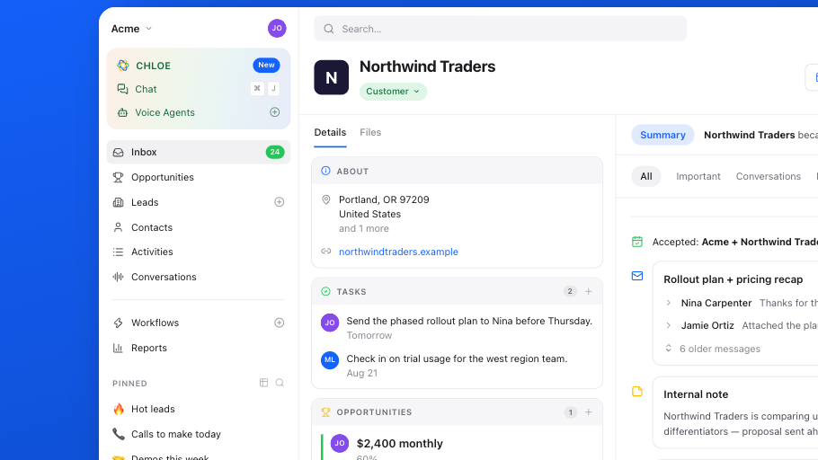 The Close app during a live sales demo